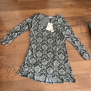 NWT Tianello black & white Tunic Dress Top Size XS